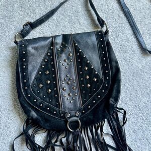 atmosphere studded Crossbody bag with fringe